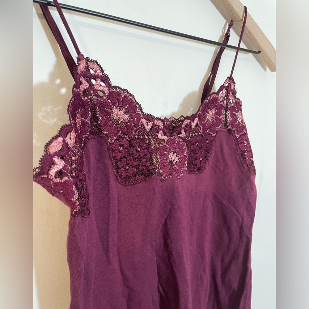 Banana Republic Maroon Lace Appliqué Cami Top Spaghetti Strap Y2K Size XS - Picture 4 of 8